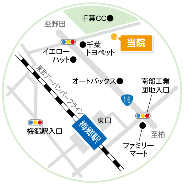 梅郷整形外科の簡易地図